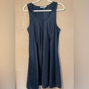 T Alexander Wang Blue Mixed Silk Scoopneck Flirty Dress C8